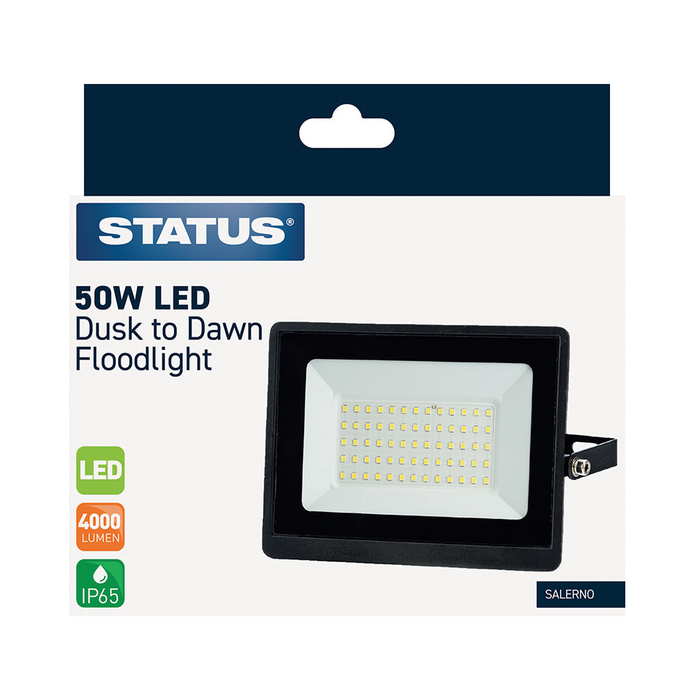 Salerno - 50w LED - Grey - Flood Light with Dusk to Dawn Sensor - 1 pk - in Glossy Retail Box
