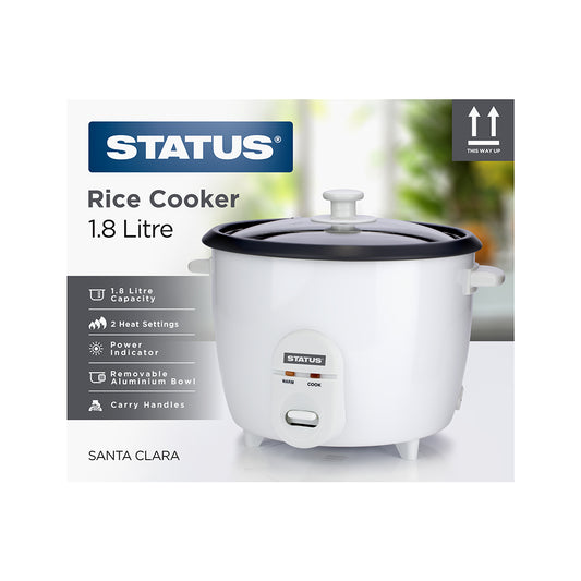 Santa Clara - White - 700w - 1.8 Litre - Round Rice Cooker - 1 pk - in Glossy Retail Box