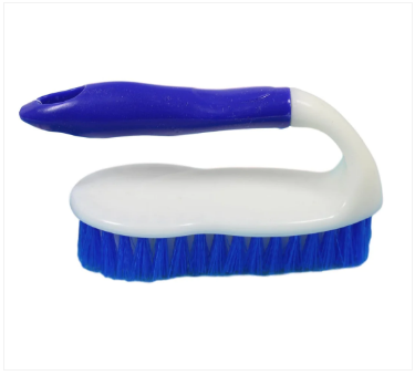 Scrubbing Kitchen Cleaning Brush With Handle Plastic Blue And Pink 15cm