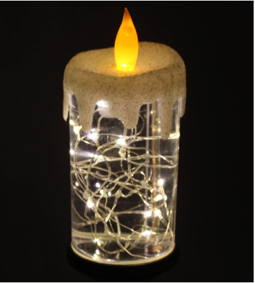 Sequinned LED Wire Candle Beautiful Christmas Candle Nightlife Battery Operated 23cm