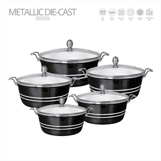 Seramiq Metallic Diecast Stockpot Set 5 Pc