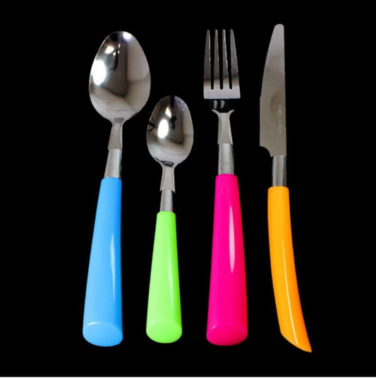 Set Of 24 Deep Coloured Stylish Stainless Steel Cutlery Dining Set