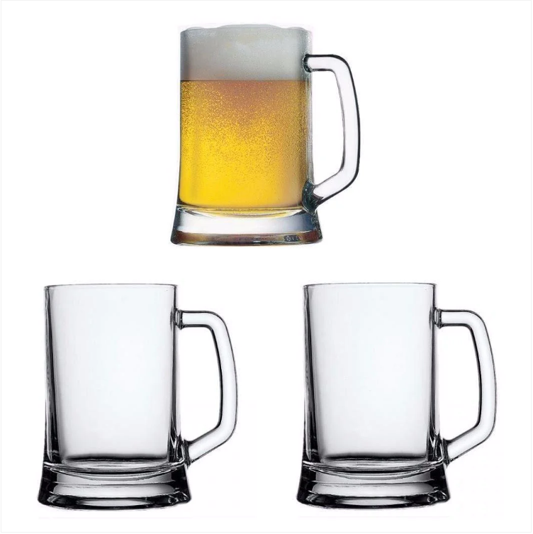 Set Of 2 High Quality Classic Heavy Duty 660ml Big Bear Glass Mugs Home Glassware