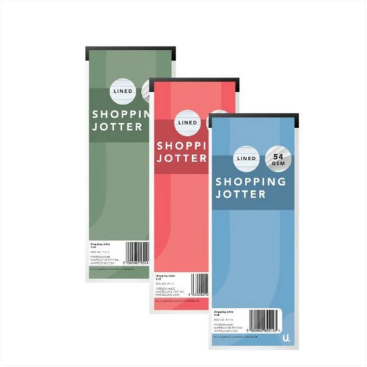 Shopping Jotter 3" x 8" Pack of 4 Assorted Colours