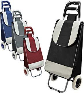 Shopping Trolley Foldable Solid Colour with One Stripe Pattern Assorted Colours