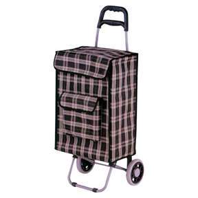 Shopping Trolley Foldable Square Tartan Print Pattern 2 Wheels Assorted Colours