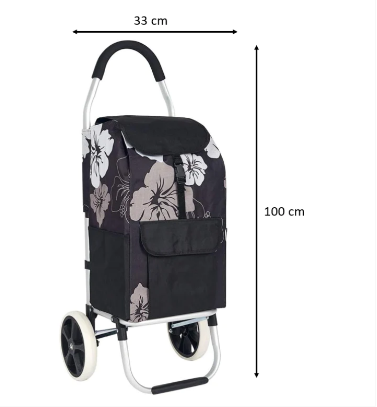 Shopping Trolley with Foam Grip Handle 2 Wheels 100 x 33 x 26 cm Assorted Designs