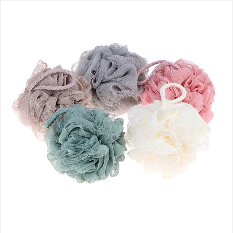 Shower Bath Mesh Puff Ball with String 10 cm Assorted Colours