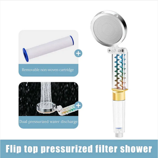 Shower Head Clamshell Flap With Removable Filter Element