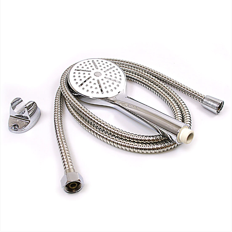 Shower Head With 1.8M Flexible Shower Hose Pipe Chrome Bathroom Set