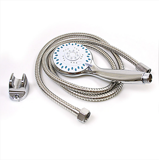 Shower Head With 1.8M Flexible Shower Hose Pipe Chrome Bathroom Set Blue