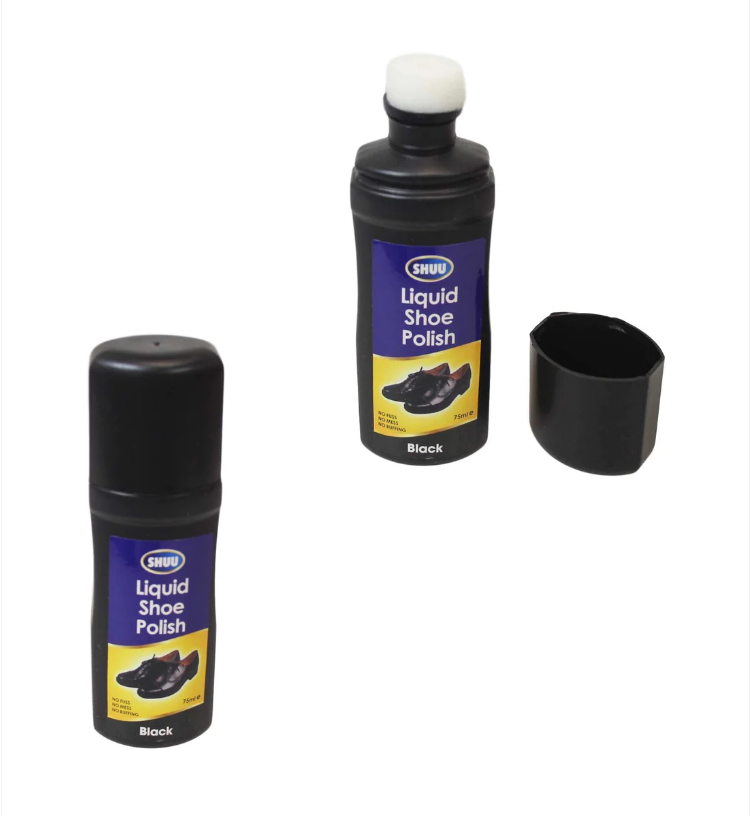 Shuu Instant Shoe Polish Liquid Cleaner With Sponge Cleans Shines 75ml Assorted Colours