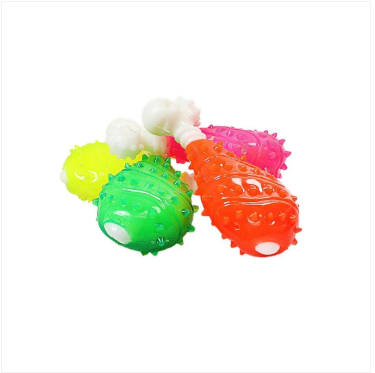 Silicone Dog Toy Chicken Bone Shaped Chewing Toy Assorted Colours 12cm Pets