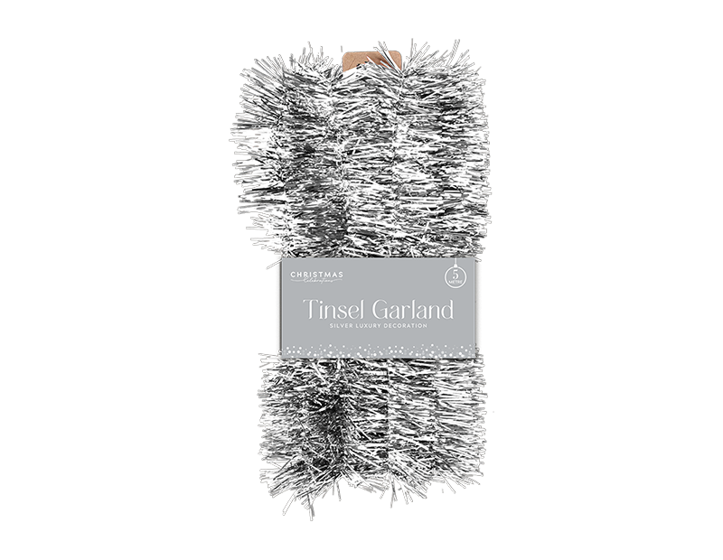 Silver Tinsel Garland 5m