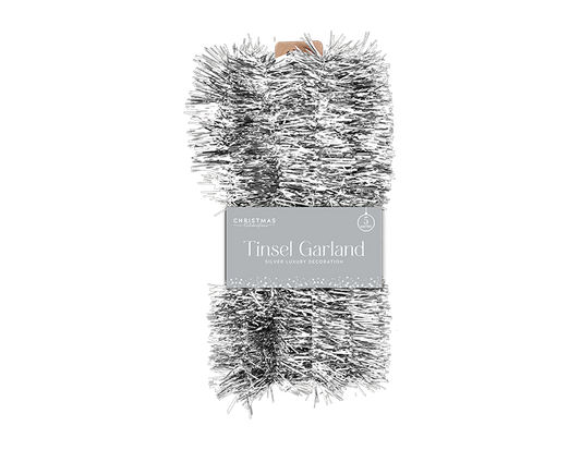 Silver Tinsel Garland 5m