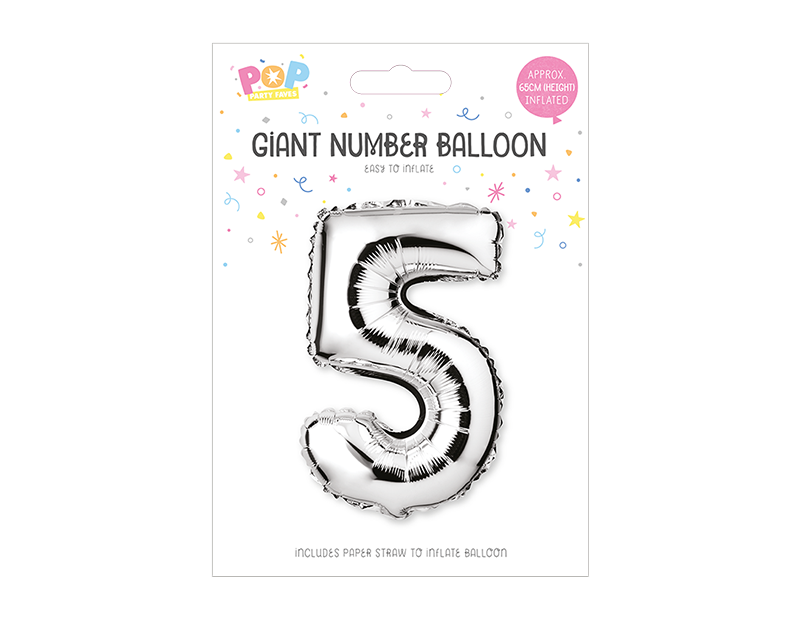 Silver Foil Number Balloon 65cm