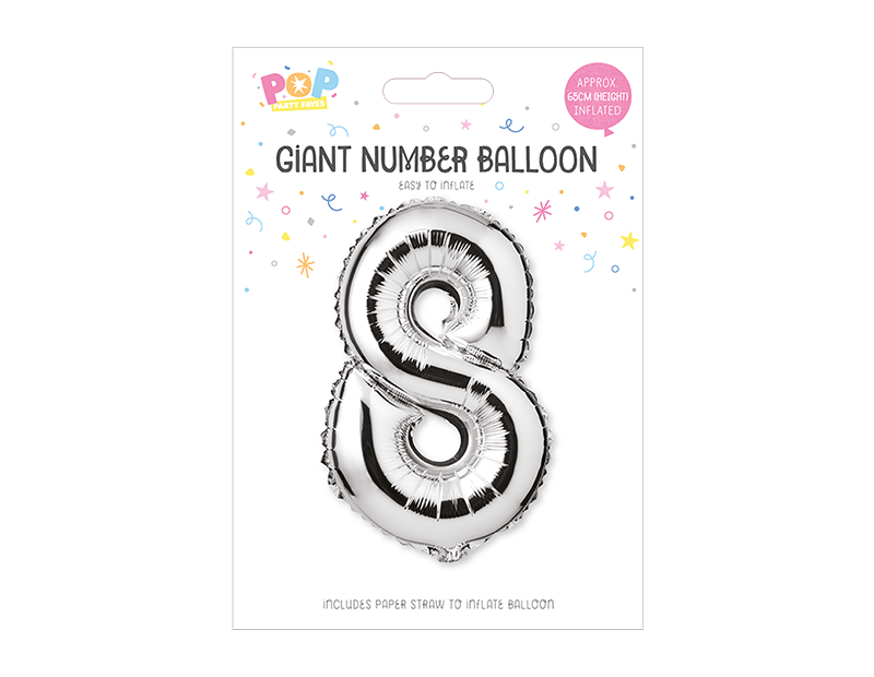 Silver Foil Number Balloon 65cm