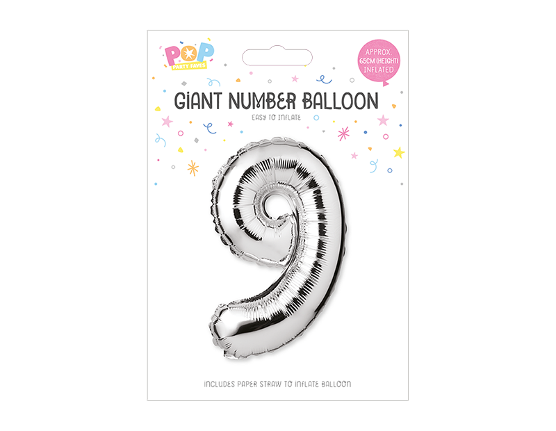 Silver Foil Number Balloon 65cm