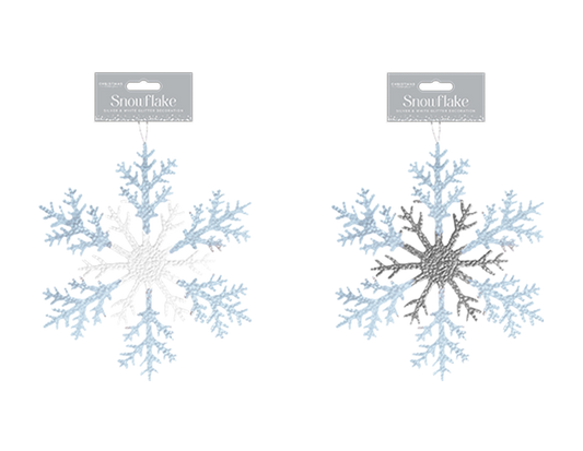 Silver & White Acrylic Glitter Snowflake 26cm