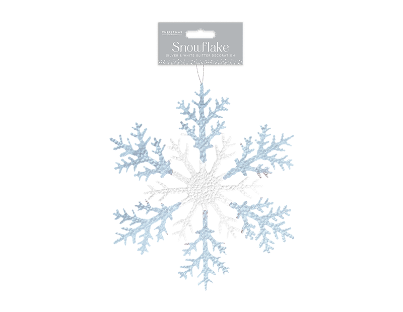 Silver & White Acrylic Glitter Snowflake 26cm