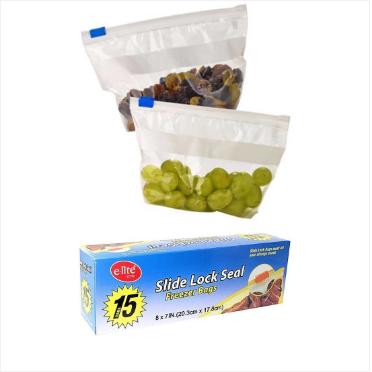 Slide Lock Seal Freezer Bags 20.3 x 17.8 cm Pack of 15