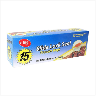 Slide Lock Seal Freezer Bags 20.3 x 17.8 cm Pack of 15