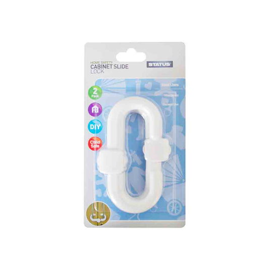 Slider Door Lock - White - 2 pk - Blister Card