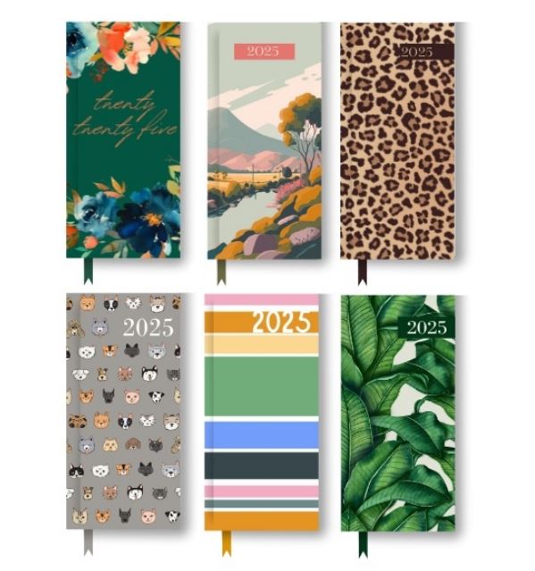 Slim Graphic Patterned Diary, 6 Asst in CDU