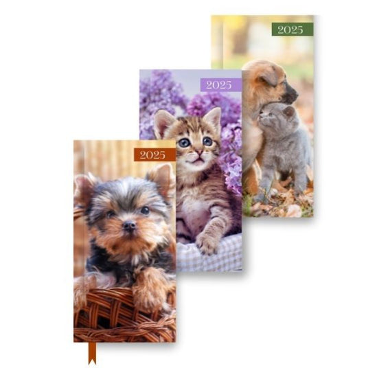 Slim Patterned Diary - Cats & Dogs in CDU