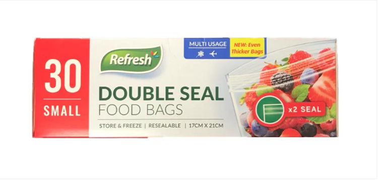 Small Double Seal Press Food Storage Bags 17 x 21 cm Pack of 30