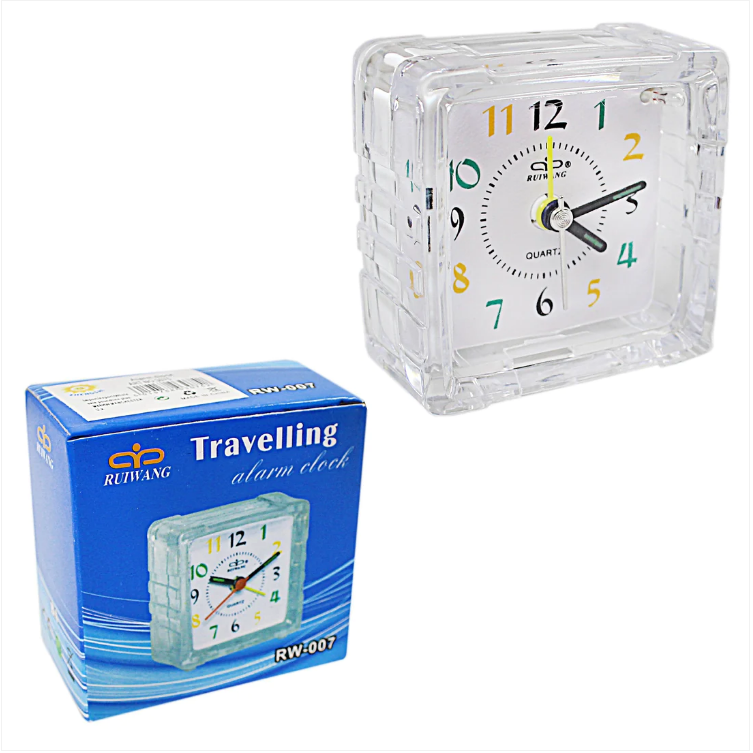 Small Mini Travel Office Square Quartz Bedside Desk Travelling Alarm Clock