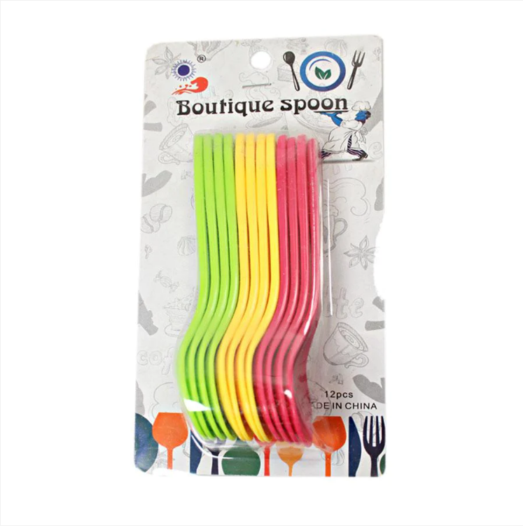 Small Plastic Spoons Assorted Colours Pack of 12