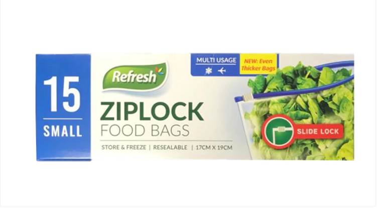 Small Ziplock Food Storage Bags 17 x 19 cm Pack of 15