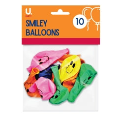 Smiley Balloons, 10pk