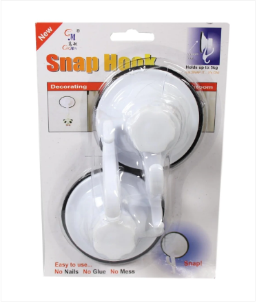 Snap Hook Self Adhesive Wall Hook Indoor Use White Holds Up To 5kg