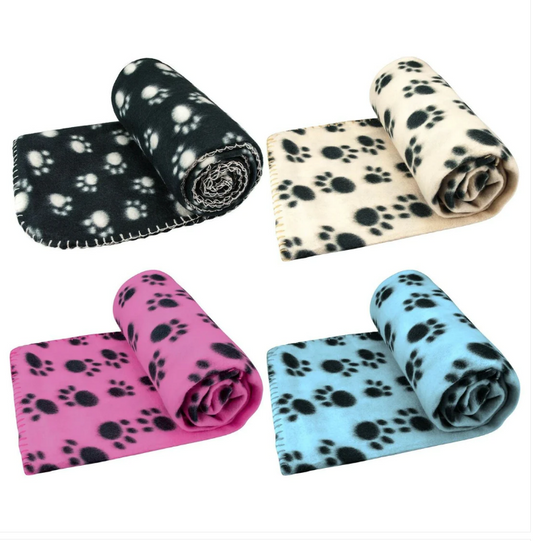 Soft Fleece Paw Print PET Sleeping Comfort Blanket Assorted Colour 119 x 98cm