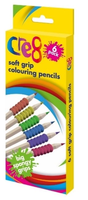 Soft Grip Colouring Pencils, 6 Colours