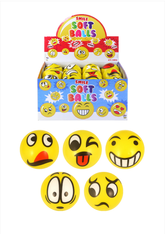 Soft Playing Ball Assorted Emoji Style Ball 6cm Kids Toys