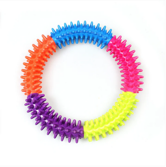 Soft Rubber Dental Dog Ring Toy Puppy Teeth Cleaning Multi Ring