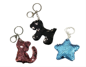 Soft Sequin Keychain 7 cm Assorted Designs and Colours