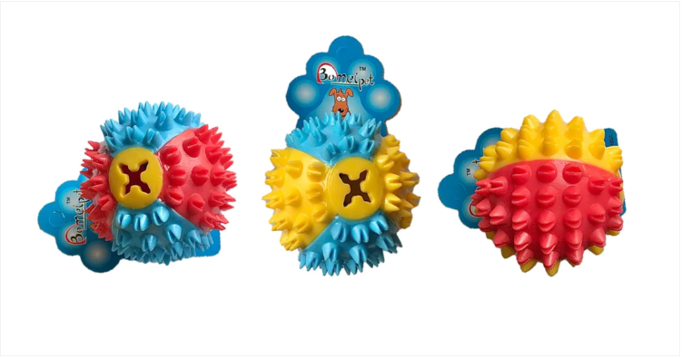 Spikey Dog Toy Treat Ball 7 cm Assorted Colours