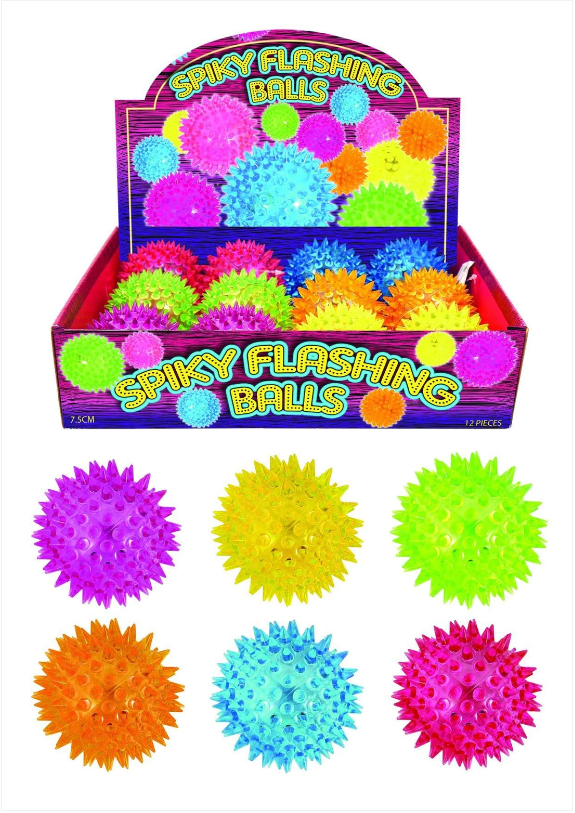 Spiky Flashing Bouncing Balls Light Up Suitable For Pets and Childrens Toy Large 7.5cm