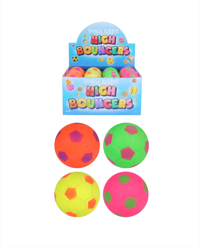 Sponge Rubbers High Bouncers Assorted Colour Indoor Outdoor Footballs Random Sent 6.2cm x 1