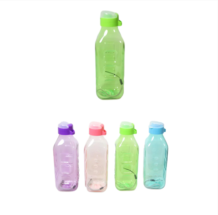 Sports Gym Fitness Drinking Water Plastic Bottle Refill With Lid Assorted Colour 21cm