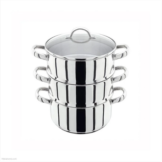 Sq Professional Stainless Steel 3 Tiered Steamer Pot 2 x 2 Litre 1 x Litre