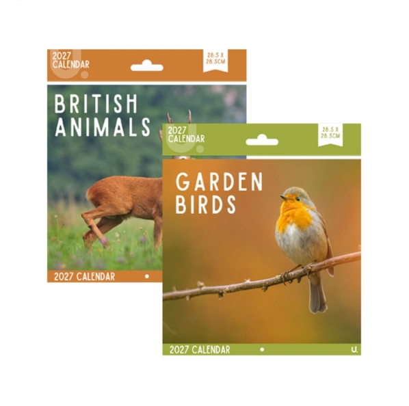 Square Calendar British Wildlife 2 Asst, 28.5 x 28.5cm