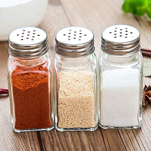 Square Glass Salt Pepper Spices Shaker Jar 9 x 4 cm