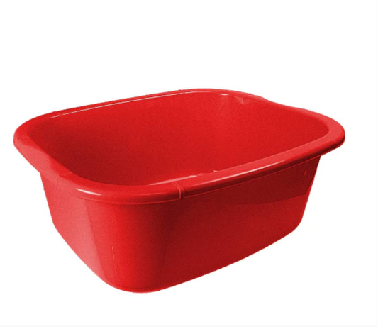 Square Kitchen Washing Up Bowl Red 11 Litre