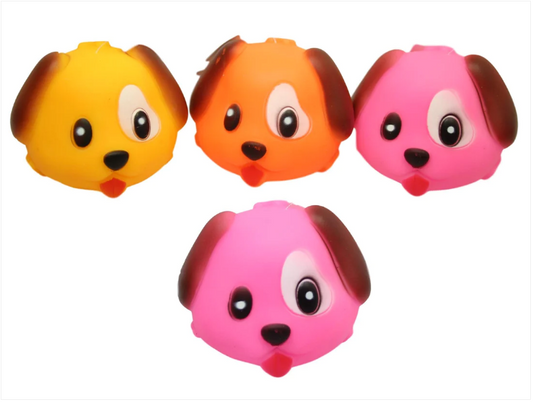 Squeaky Toy Dog Shaped Fetch Teething Chewing Toy Pink Orange Yellow 8cm