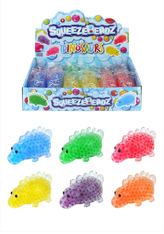 Squeeze Beads Dinosaur Childrens Fun Stress Relief 4 Assorted Colours 12cm